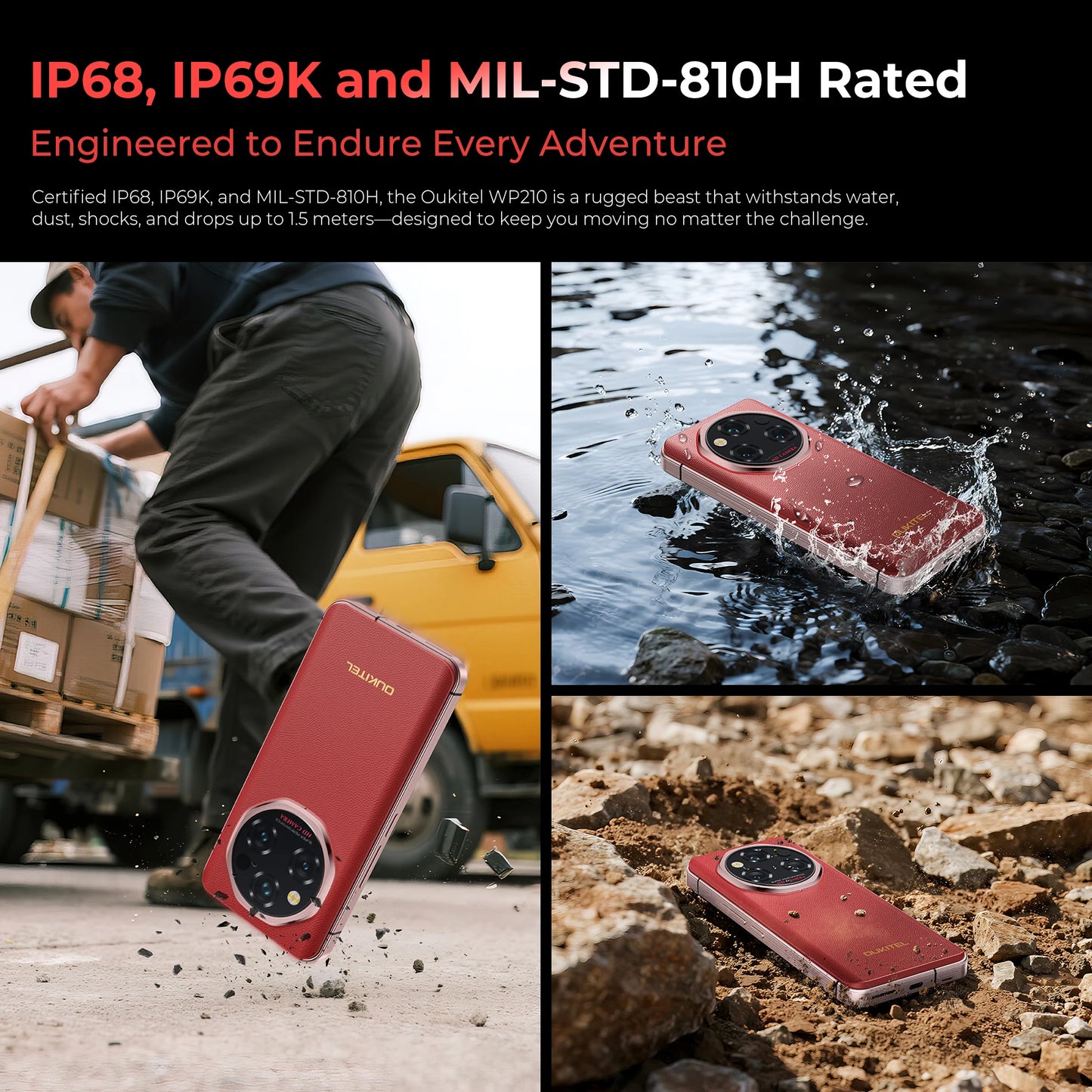 OUKITEL WP210 Rugged Smartphone - MTK 8200, 36GB RAM, 512GB Storage, 8800mAh Battery