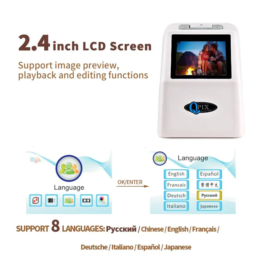 35mm Film Scanner 22MP | Negative Slide Scanner 110 135 126KPK Converter