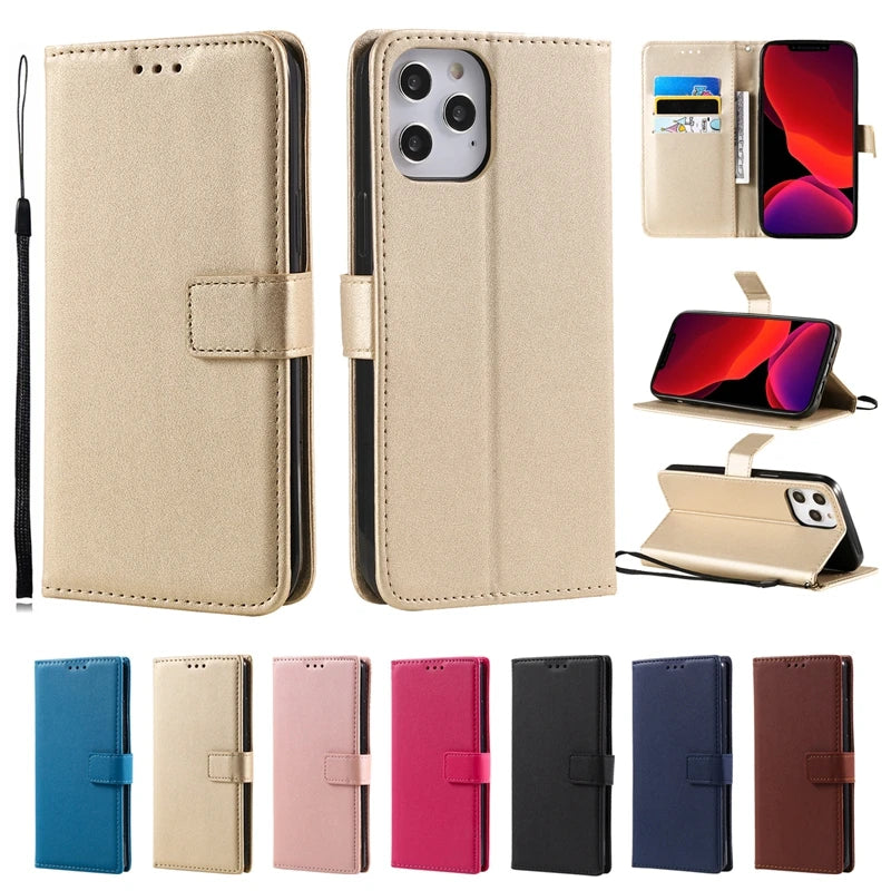 Wallet Solid Flip Leather Cover | iPhone 15 Plus 14 Plus 13 Pro Max