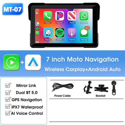 5/7 inch Portable Carplay Motorcycle DVR GPS Navigation IPX7 Waterproof LCD Display For Wireless CarPlay Android Auto