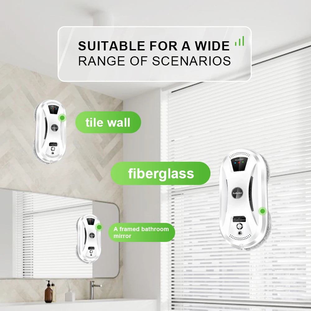PuRuiKai Automatic Window Cleaning Robot - High Suction, Anti-Fall Safety, Remote Control