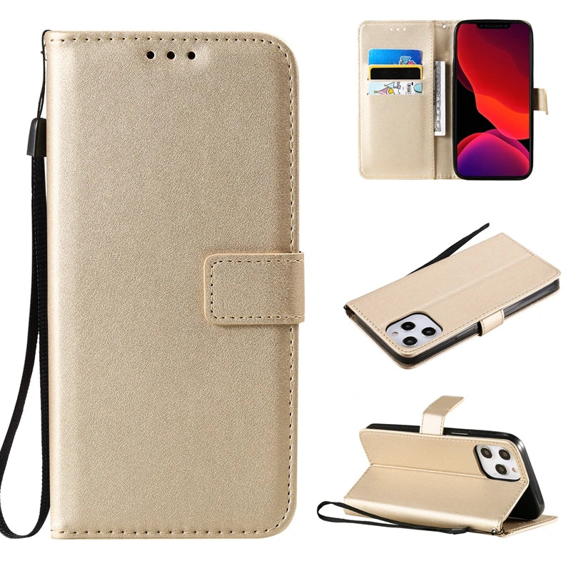 Wallet Solid Flip Leather Cover | iPhone 15 Plus 14 Plus 13 Pro Max