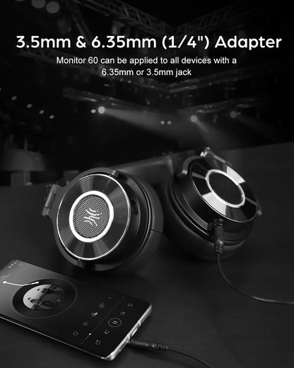 Oneodio Monitor 60 Professional Studio Headphones - Wired HiFi Over-Ear with Hi-Res Audio & Microphone