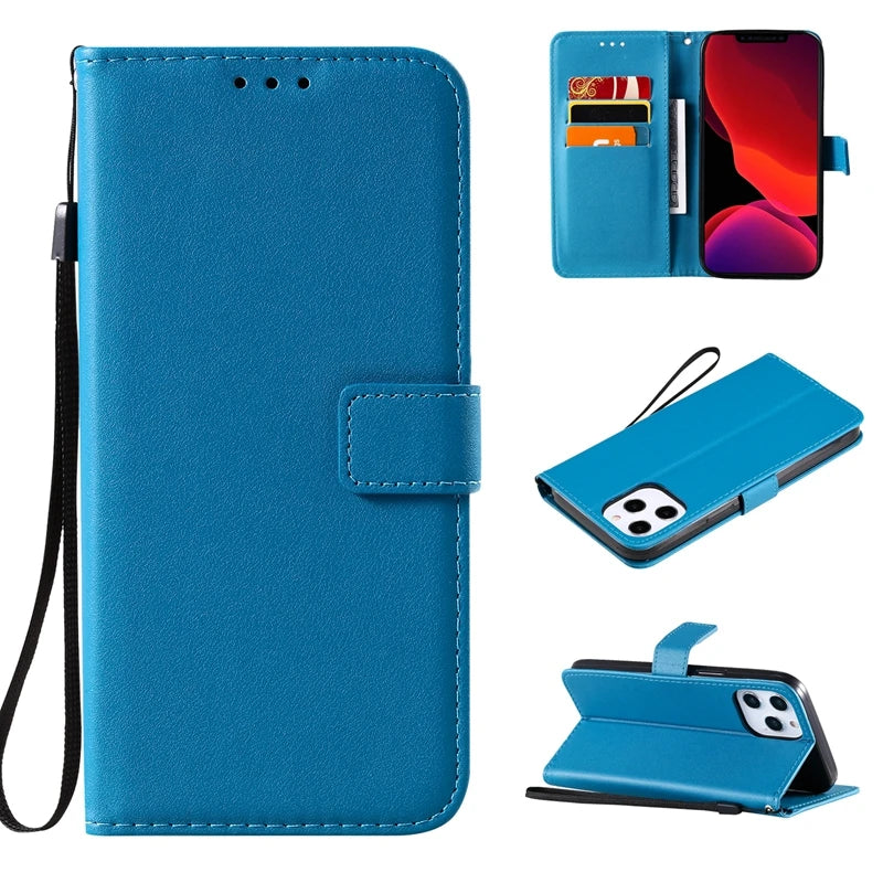 Wallet Solid Flip Leather Cover | iPhone 15 Plus 14 Plus 13 Pro Max
