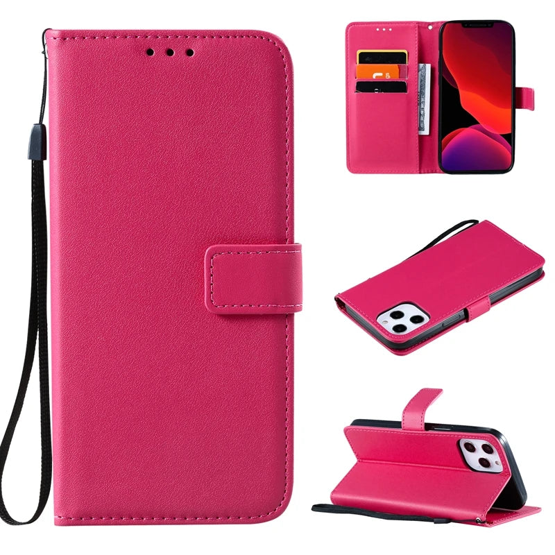 Wallet Solid Flip Leather Cover | iPhone 15 Plus 14 Plus 13 Pro Max