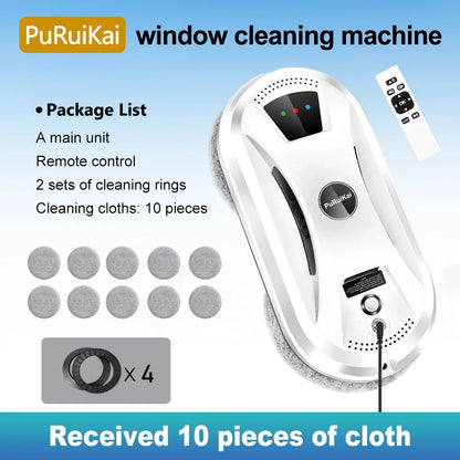 PuRuiKai Automatic Window Cleaning Robot - High Suction, Anti-Fall Safety, Remote Control