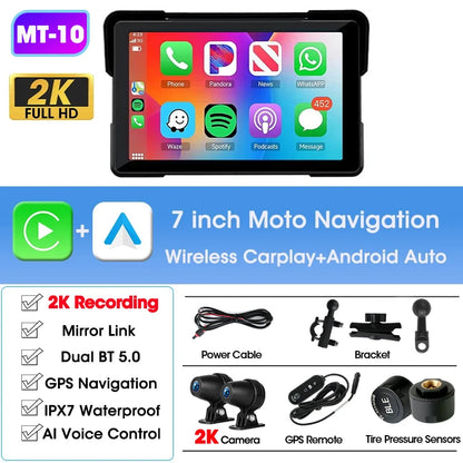 5/7 inch Portable Carplay Motorcycle DVR GPS Navigation IPX7 Waterproof LCD Display For Wireless CarPlay Android Auto