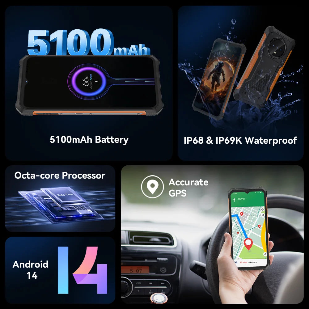 Cubot King Kong ES Rugged Smartphone - 6.56" 90Hz Display, 16GB RAM, 128GB Storage, 48MP Camera