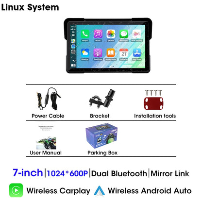 5"/7" 2K Portable Motorcycle DVR GPS Navigaton Wireless IOS Carplay Android Auto Dash Camera Waterproof Dual BT Moto Monitor
