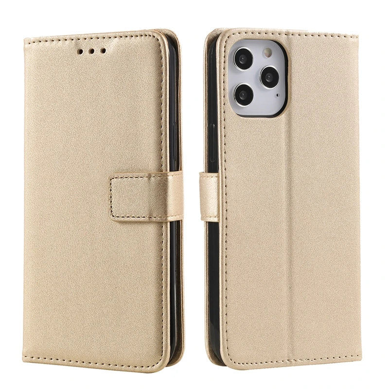 Wallet Solid Flip Leather Cover | iPhone 15 Plus 14 Plus 13 Pro Max