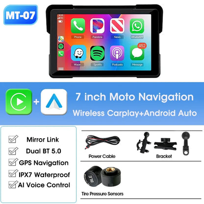 5/7 inch Portable Carplay Motorcycle DVR GPS Navigation IPX7 Waterproof LCD Display For Wireless CarPlay Android Auto