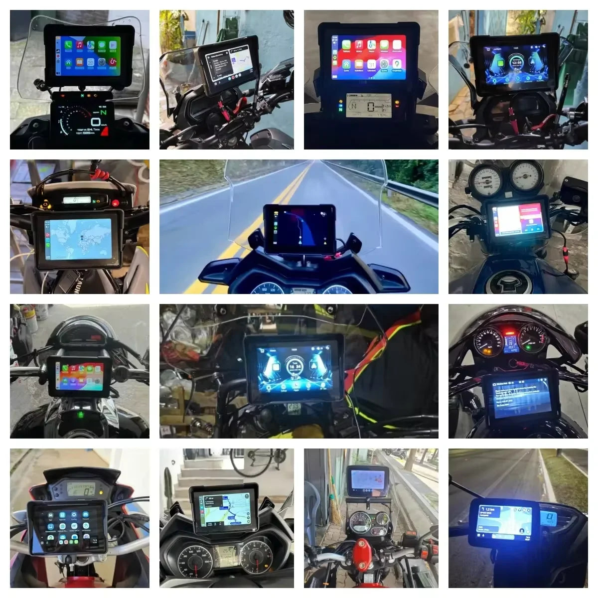 5"/7" 2K Portable Motorcycle DVR GPS Navigaton Wireless IOS Carplay Android Auto Dash Camera Waterproof Dual BT Moto Monitor