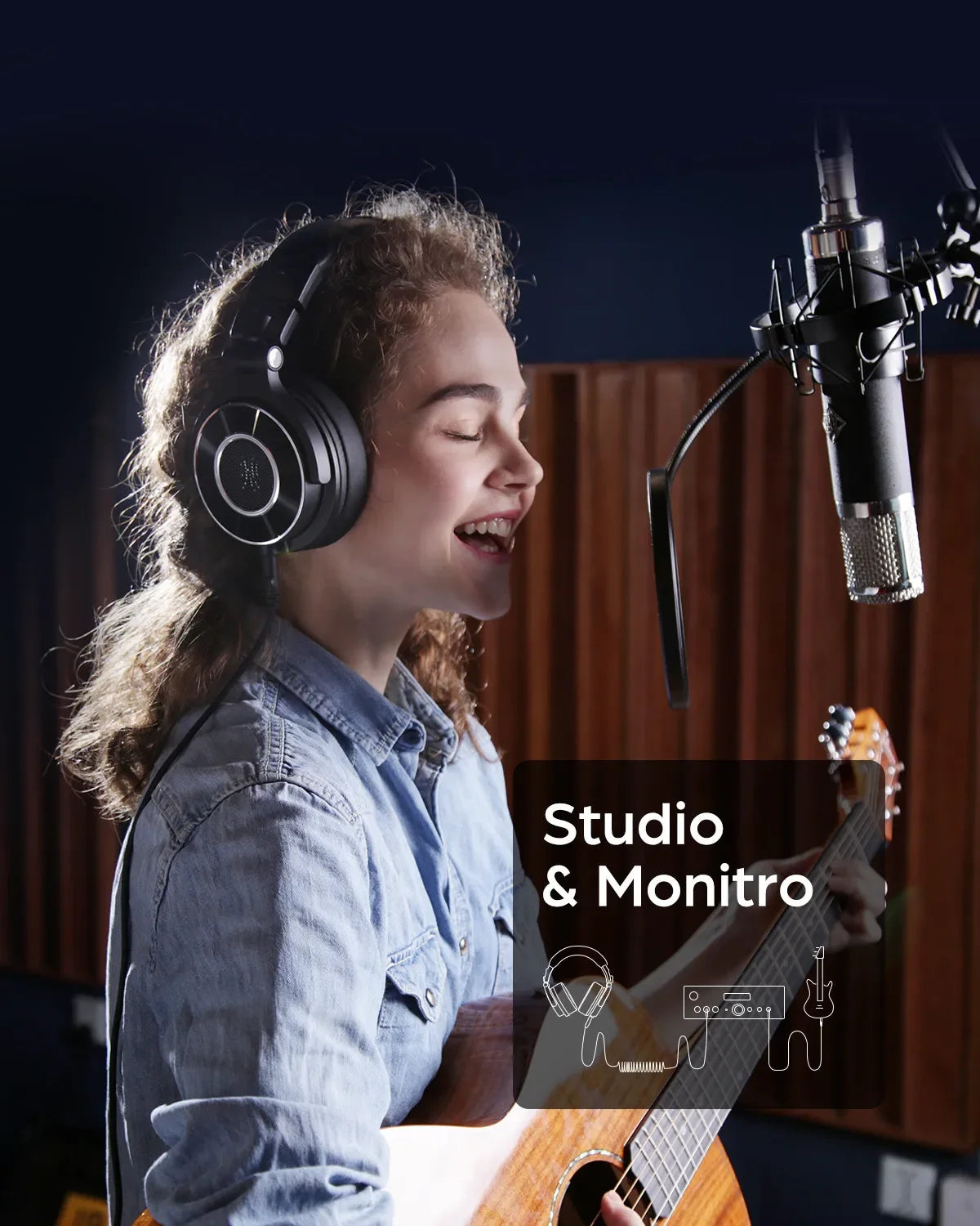 Oneodio Monitor 60 Professional Studio Headphones - Wired HiFi Over-Ear with Hi-Res Audio & Microphone