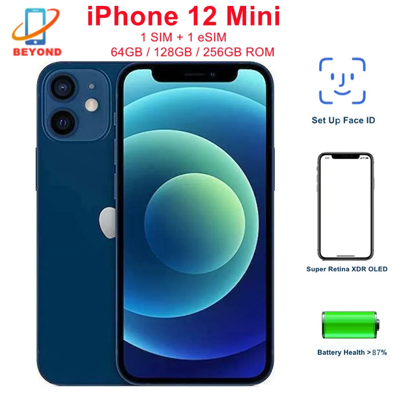 Apple iPhone 12 Mini 64-256GB | 5.4 Inch OLED A14 Face ID 5G 98 Percent New