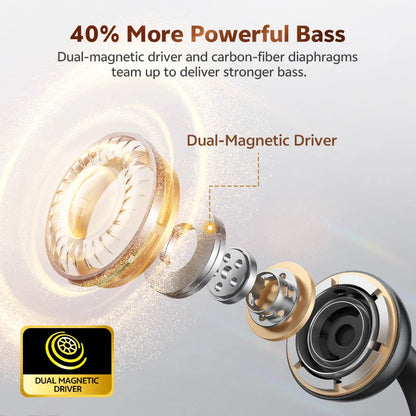 QCY Crossky C50 Open Ear Wireless Earbuds Bluetooth 6.0 Comfort Clip On Sports Earphone 4 Mic AI Clear Call Bass Boost Headphone