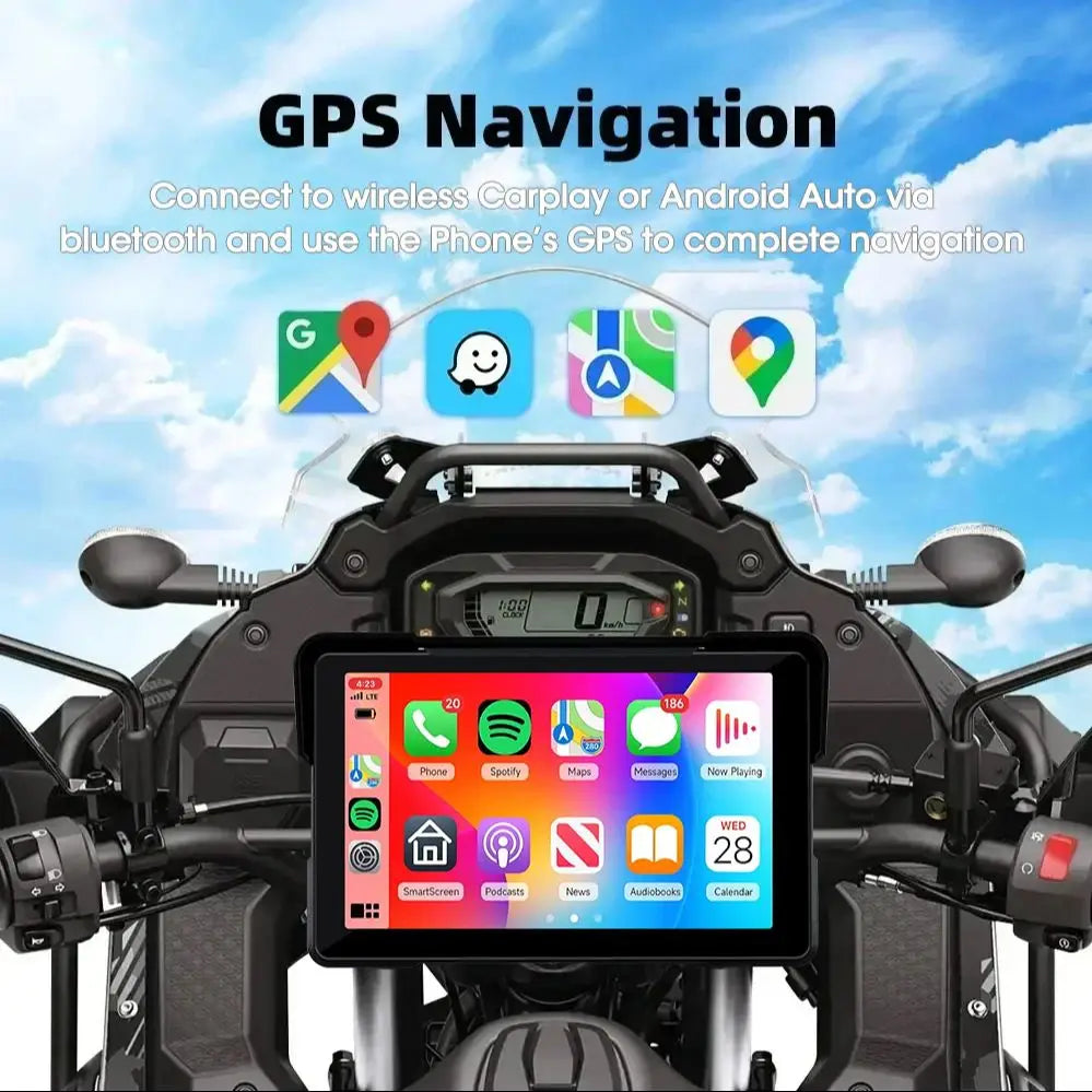 5/7 inch Portable Carplay Motorcycle DVR GPS Navigation IPX7 Waterproof LCD Display For Wireless CarPlay Android Auto