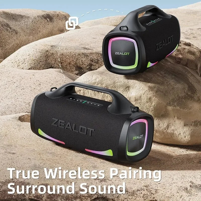 Zealot S79 Portable Party Speaker - Bluetooth 5.2, 24-Hour Playtime with Carry Handle