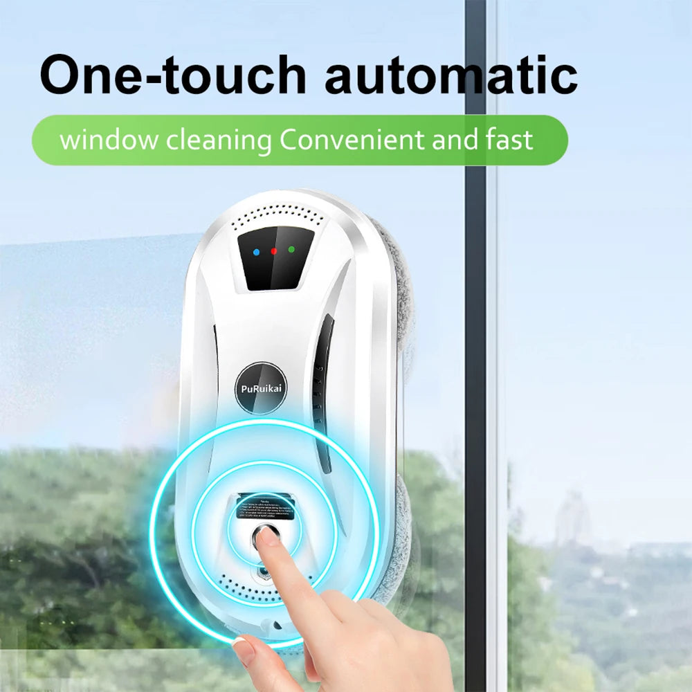 PuRuiKai Automatic Window Cleaning Robot - High Suction, Anti-Fall Safety, Remote Control