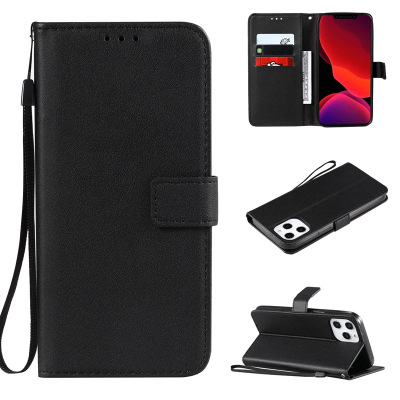 Wallet Solid Flip Leather Cover | iPhone 15 Plus 14 Plus 13 Pro Max