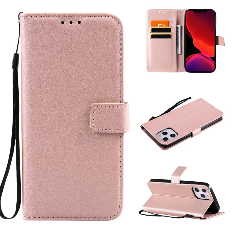 Wallet Solid Flip Leather Cover | iPhone 15 Plus 14 Plus 13 Pro Max