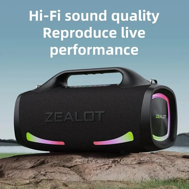 Zealot S79 Portable Party Speaker - Bluetooth 5.2, 24-Hour Playtime with Carry Handle
