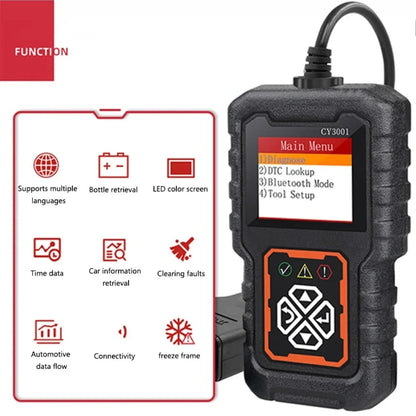 CY3001B OBD2 Scanner - Professional Car Diagnostic Tool with Voltage & Charging System Tester